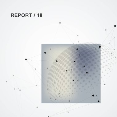Vektör tasarım bağlanmak ve molekül ile noktalı resim daire arka plan bağlamak