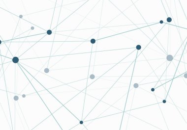 Soyut karışıklık ağ tasarımı. Fütüristik bağlı noktalar ve çizgiler moleküler desen. Vektör arka plan