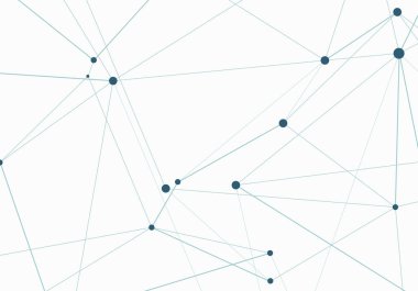 Soyut karışıklık ağ tasarımı. Fütüristik bağlı noktalar ve çizgiler moleküler desen. Vektör arka plan