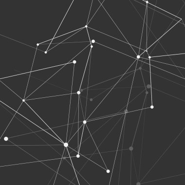 Soyut poligonal pannern noktalar ve çizgiler bağlanma. Bilim ve teknoloji vektör koyu arka plan