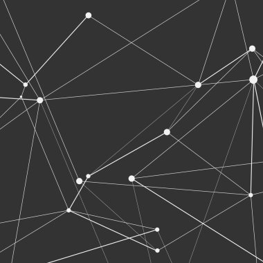 Soyut poligonal pannern noktalar ve çizgiler bağlanma. Bilim ve teknoloji vektör koyu arka plan