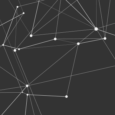 Soyut poligonal pannern noktalar ve çizgiler bağlanma. Bilim ve teknoloji vektör koyu arka plan