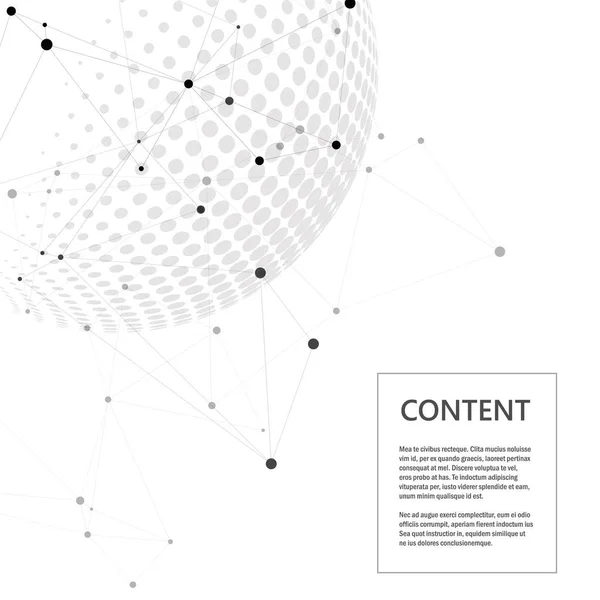 Векторні напівтонові сфери зі світовим глобусом та ілюстрація дизайну концепції — стоковий вектор