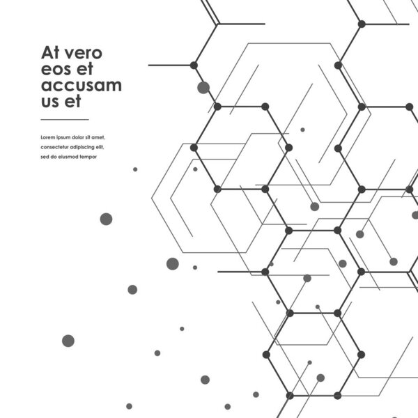 Шестиугольники соединяют абстрактный фон. Геометрическая наука и технология проектирования движения. Векторная иллюстрация
