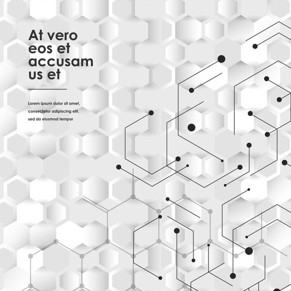 Шестиугольники соединяют фон и абстрактный научный дизайн. Векторная иллюстрация

