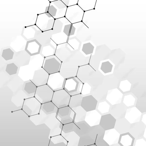 Resumen hexagonal conecta el fondo sobre fondo gris. Ilustración vectorial — Vector de stock