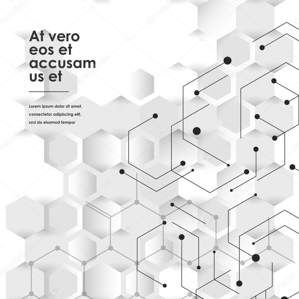 Hexagons connect background and abstract science design. Vector illustration