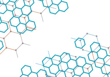 Altıgenlere bağlı soyut arkaplan. Vektör illüstrasyonu