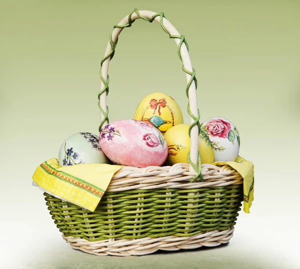 Basket with Easter eggs — Stock Photo, Image