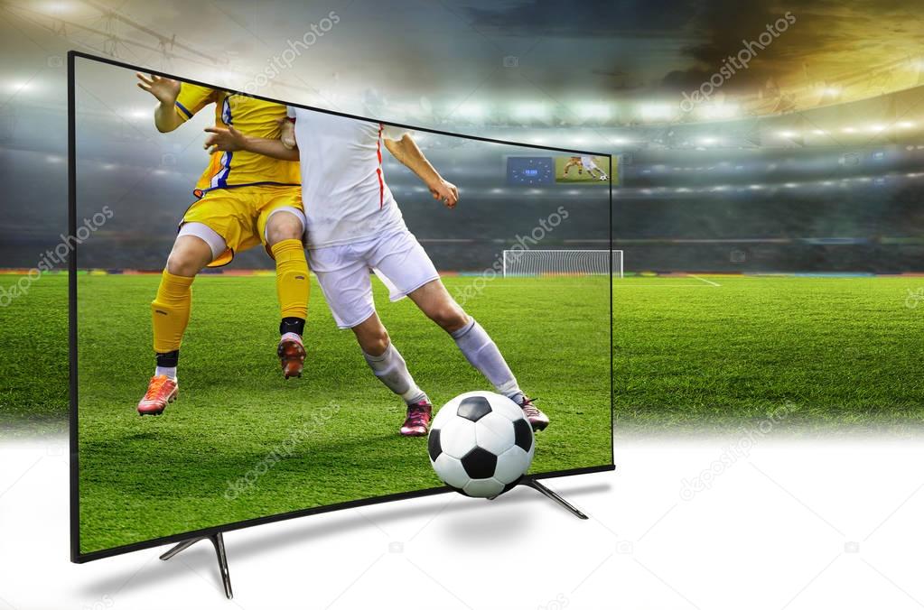 4k monitor watching smart tv translation of football game