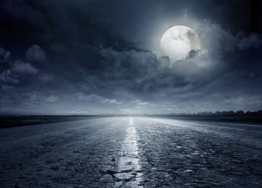 Gece yol cumulus bulutları arka planı