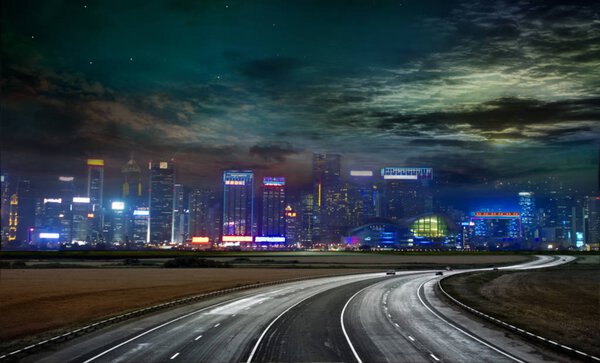 Шоссе по направлению к городу
