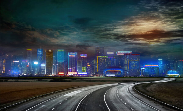 Шоссе по направлению к городу
