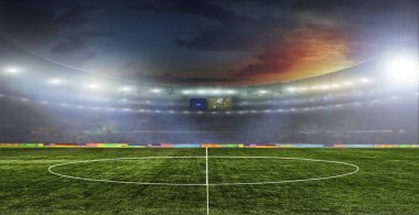 stadyum alanında futbol topu