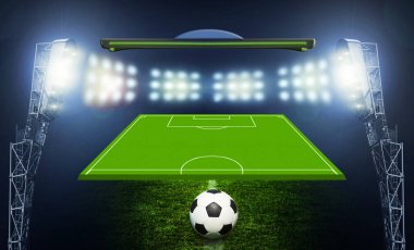 stadyum alanında futbol topu