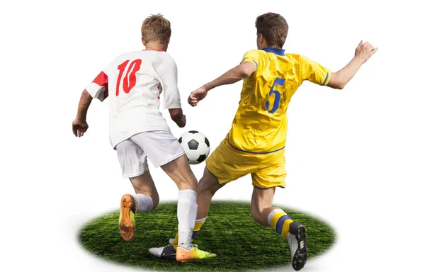 Soccer ball on the field of stadium — Stock Photo, Image