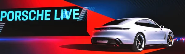 Франкфурт Німеччина Вересня 2019 Новий Porsche Taycan Turbo Спортивний Автомобіль Стокове Зображення