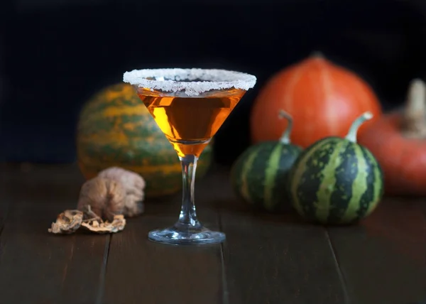 autumn drink with pumpkins. Concept for Halloween