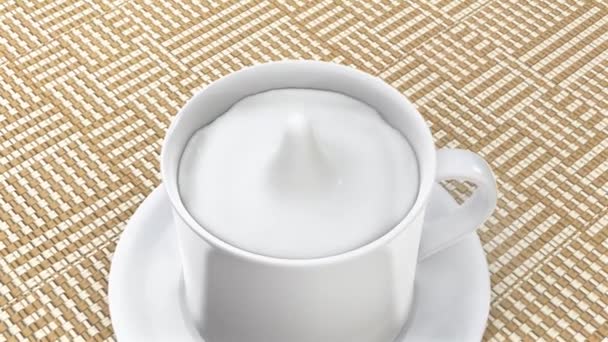 牛乳のドロップは、すでに完全なカップに落ちる — ストック動画