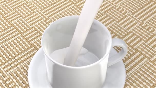 Napełnianie filiżanki mlekiem — Wideo stockowe