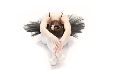 Beyaz arka plan üzerinde poz balet