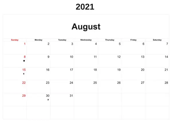 Calendar Anual 2021 Fundal Alb — Fotografie, imagine de stoc