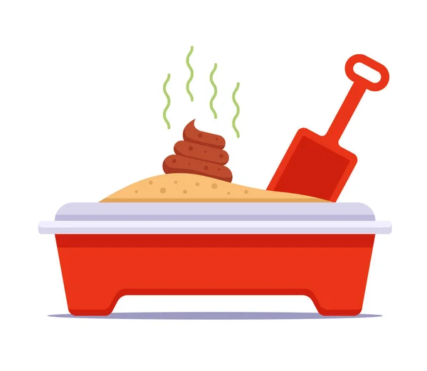 Cat toilet with excrement and spatula. — Stock Illustration Cat toilet with excrement and spatula. Vector Graphics