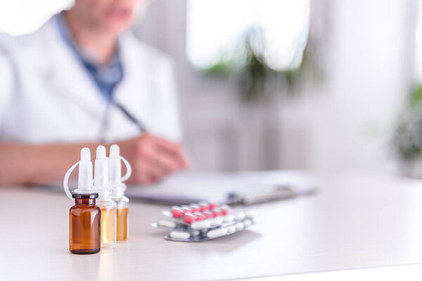 Medical supplies on table