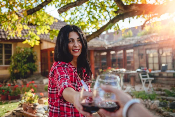 kırmızı şarap bardakları tokuşturup arkadaşlar