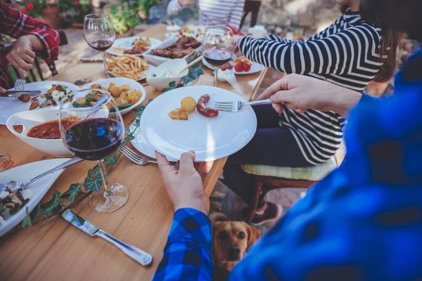 Family dining outdoor