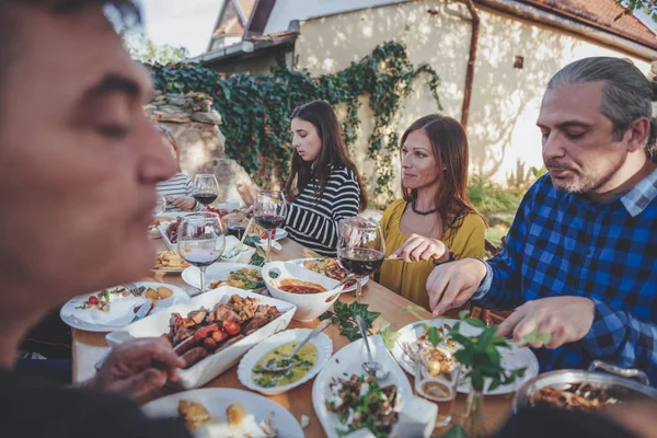 Family dining outdoor