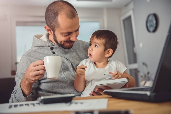 Father Son Home Office — Stock Photo, Image