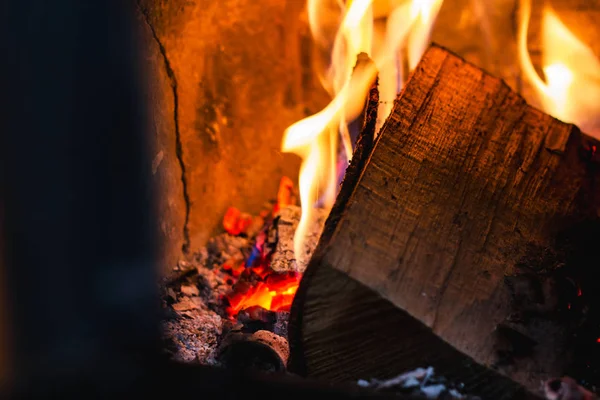 Quema Troncos Madera Chimenea — Foto de Stock