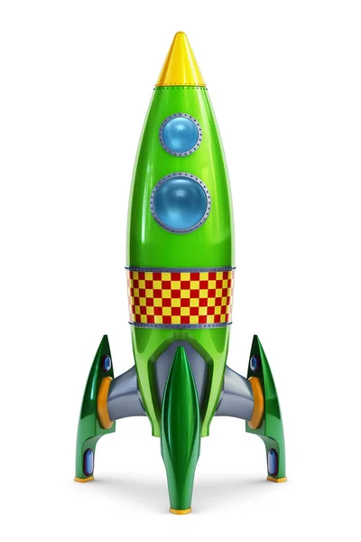 绿色火箭 3d 渲染 — 图库照片