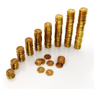 Bitcoins Kripto para birimi 3d kavramı.