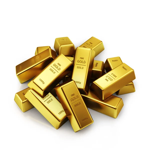 Gold Bars White Background — Stock Photo, Image