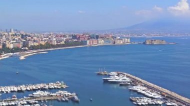 4 k Naples, Batı bölgesine Ovo Kalesi ve Mergellina, panoramik