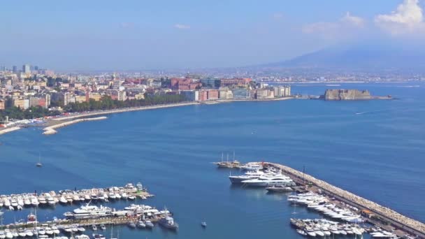 Neapel Panoramautsikt Från Ovo Slott Och Mergellina Den Västra Delen — Stockvideo
