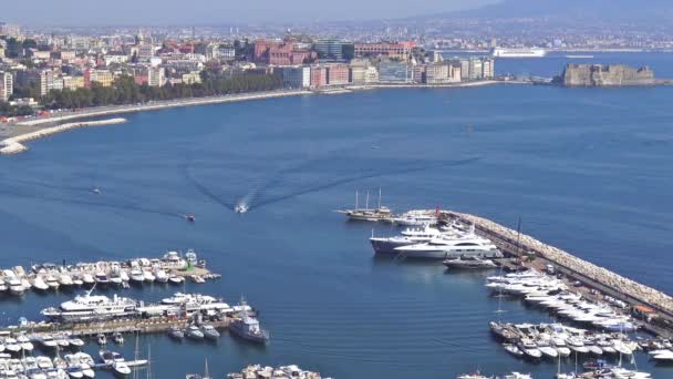 Naples Port Mergellina Fast Motion Boats — Stock Video