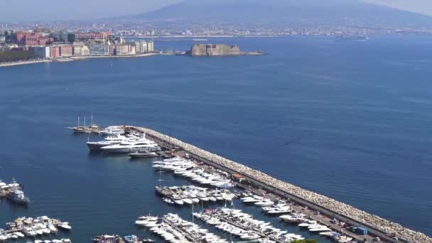 Napoli Havnen Mergellina Hurtig Bevægelse Mennesker Molen – Stock-video
