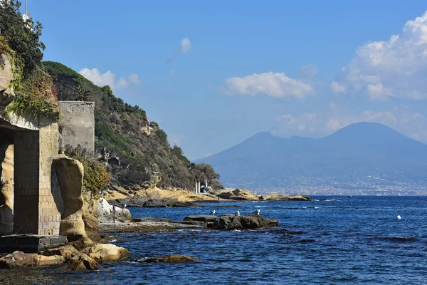 Italie Naples Côte Marechiaro Avec Vésuve Arrière Plan — Photo