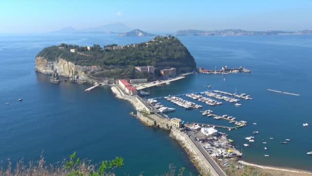 Italia Napoli Panoramica Nisida Dal Parco Virgiliano Posillipo Con Sullo — Video Stock