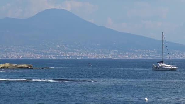Itália Nápoles Vesúvio Visto Pelo Porto Marechiaro — Vídeo de Stock