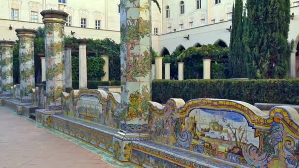 Italien Neapel Oktober 2017 Majolika Klostret Santa Chiara Slutgiltig Omvandling — Stockvideo