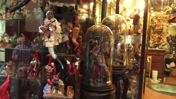 Italië Napels San Gregorio Armeno Oktober 2017 Tentoonstelling Van Nieuwigheden — Stockvideo