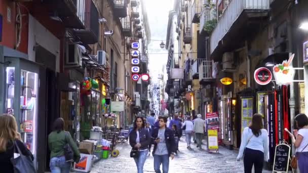 Italia Napoli Oktober 2017 Gate Det Historiske Sentrum Decumano Området – stockvideo