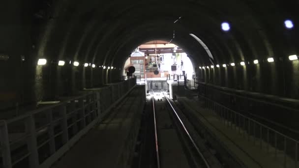 Italy Naples October 2017 Chiaia Funicular Railway Arrival Corso Vit — стоковое видео