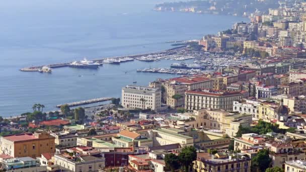 Nápoles Desde Parque Villa Floridiana Vista Vía Caracciolo Puerto Mergellina — Vídeo de stock