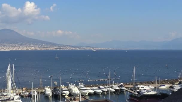 Italy Naples October 20017 Overview Vesuvius Sorrento Peninsula Port Santa — стоковое видео