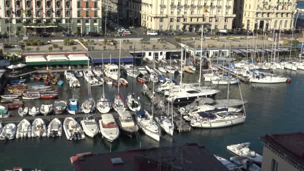 Italy Naples October 2017 View Partenope Port Santa Lucia Ovo — стоковое видео